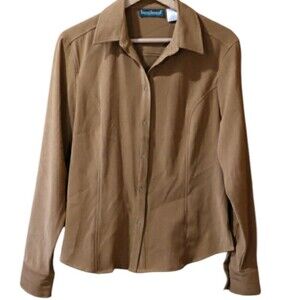 Harve Bernard Vintage Brown Button Down Shirt 90s Phoebe Buffay Shirt Jacket Med